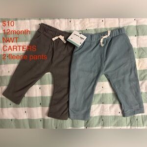 CARTER’S - Set of 2 -  Gray and Blue Pull on Fleece Pants NWT 12 months